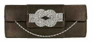 Evening Bag - Satin w/ Rhinestone Accent Charm - BG-90790BR